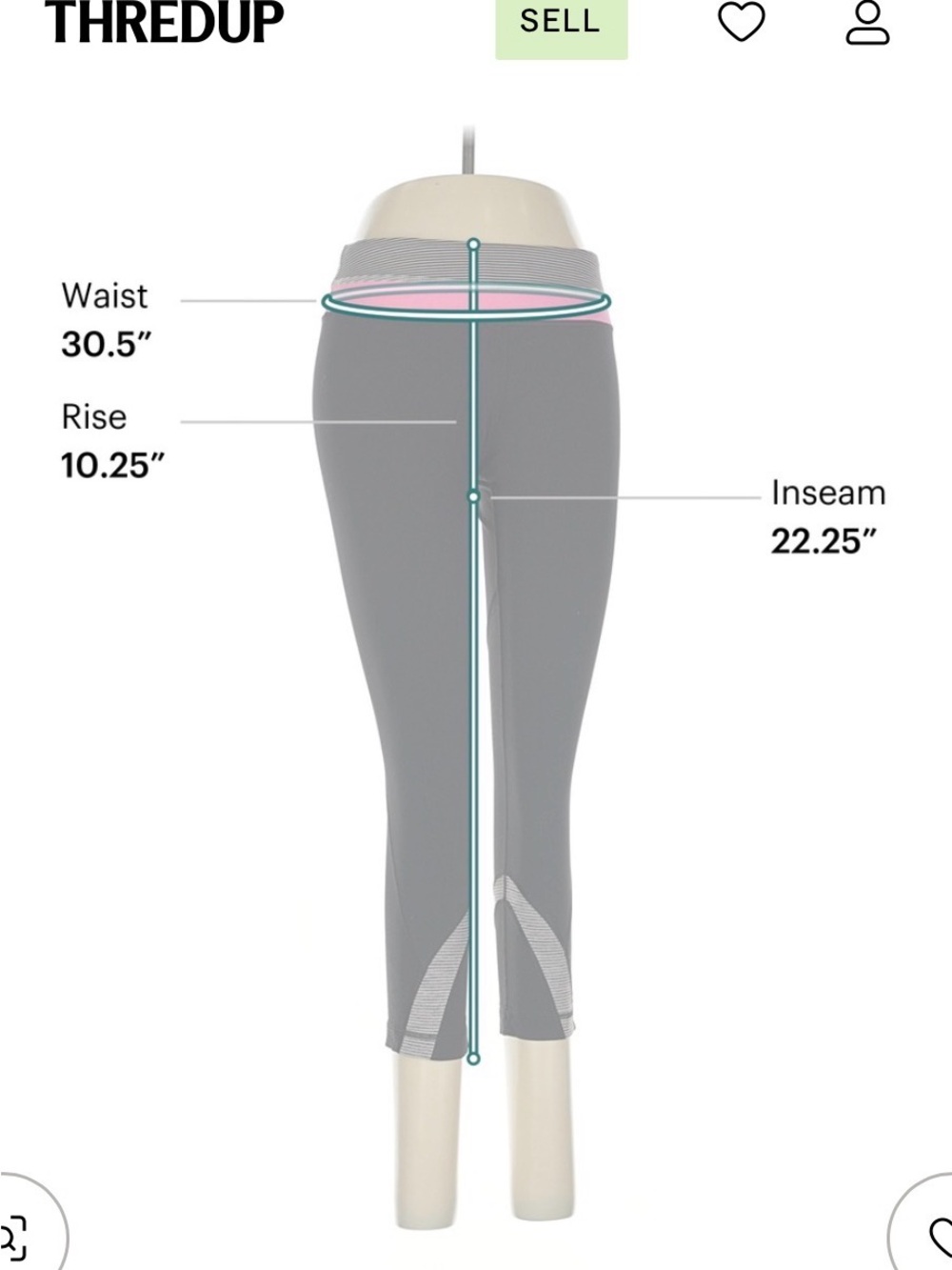lululemon athletica Black Capri Leggings with Pink Waistband and Gray Accents - Picture 5 of 8